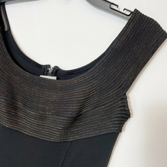 Tadashi Vintage Bodycon Long Evening Formal Dress Black XS Ribbed Y2K 90s - Picture 2 of 8